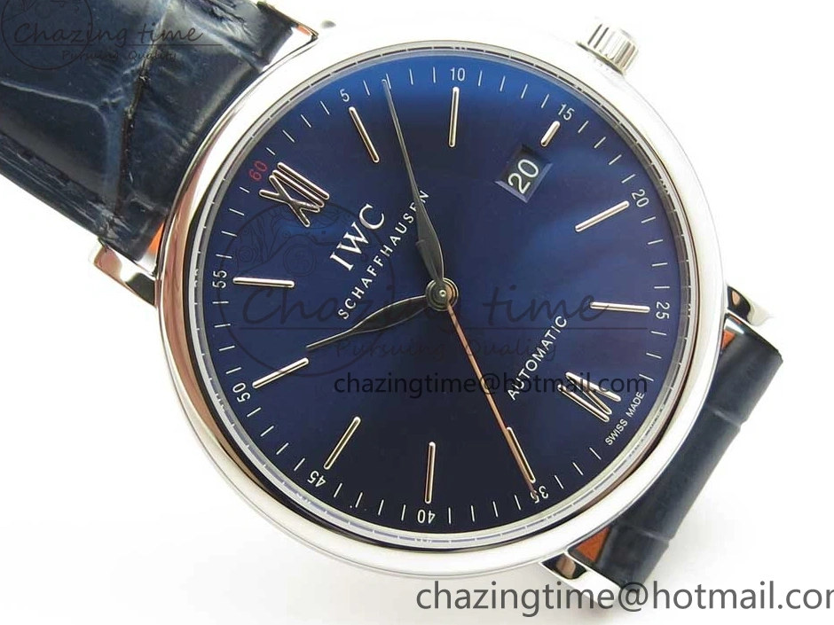 MIROTIME 0518 Portofino Automatic SS FKF 1:1 Best Edition Blue Dial on Blue Leather Strap A Cozy 7133